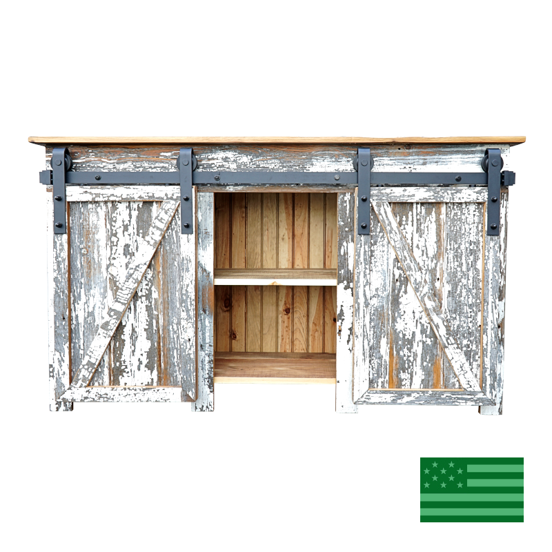 Aura Sideboard with Sliding Barn Doors - Reclaimed Barnwood